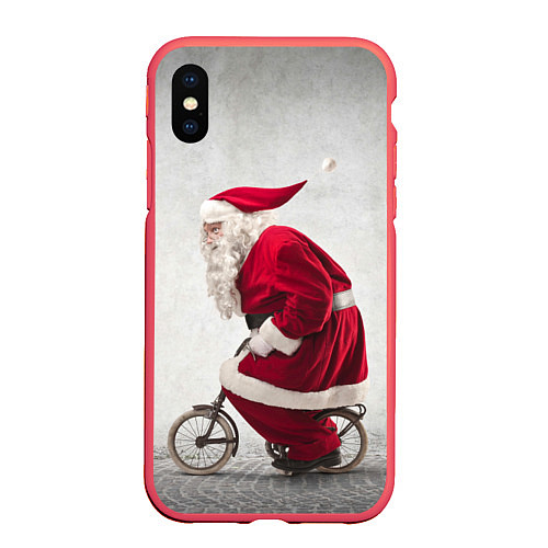 Чехол iPhone XS Max матовый Санта / 3D-Красный – фото 1