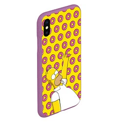 Чехол iPhone XS Max матовый Пончики Гомера Симпсона, цвет: 3D-фиолетовый — фото 2