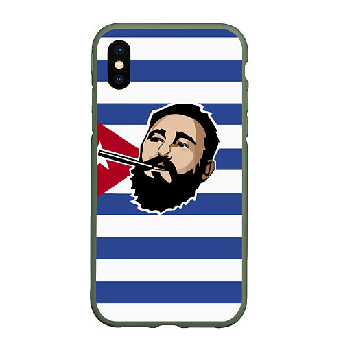Чехол iPhone XS Max матовый Fidel Castro / 3D-Темно-зеленый – фото 1