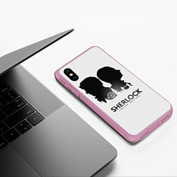 Чехол iPhone XS Max матовый Sherlock Edition, цвет: 3D-розовый — фото 2