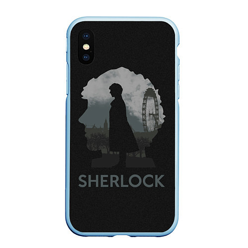 Чехол iPhone XS Max матовый Sherlock World / 3D-Голубой – фото 1