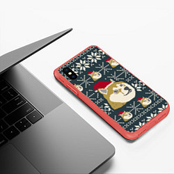 Чехол iPhone XS Max матовый Doge новогодний, цвет: 3D-красный — фото 2