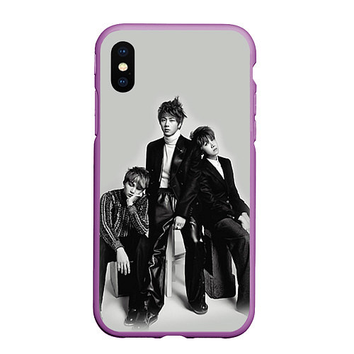 Чехол iPhone XS Max матовый BTS Grey / 3D-Фиолетовый – фото 1