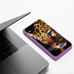 Чехол iPhone XS Max матовый Глаза леопарда, цвет: 3D-фиолетовый — фото 2