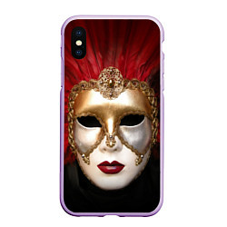 Чехол iPhone XS Max матовый Венецианская маска, цвет: 3D-сиреневый