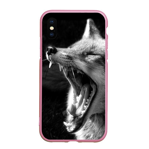 Чехол iPhone XS Max матовый Зевающая лиса / 3D-Розовый – фото 1