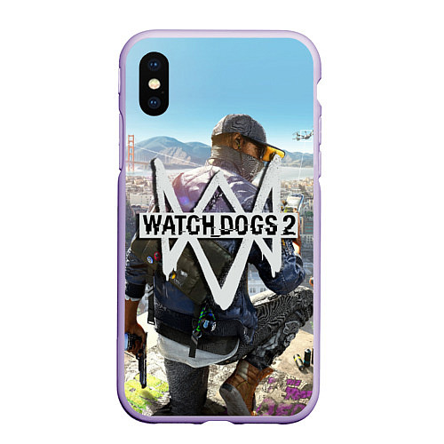 Чехол iPhone XS Max матовый Watch Dogs 2 / 3D-Светло-сиреневый – фото 1