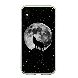 Чехол iPhone XS Max матовый Лунный волк, цвет: 3D-салатовый