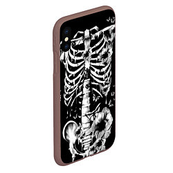 Чехол iPhone XS Max матовый Floral Skeleton, цвет: 3D-коричневый — фото 2