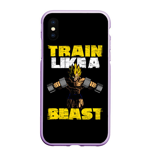 Чехол iPhone XS Max матовый Train Like a Beast / 3D-Сиреневый – фото 1