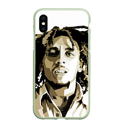 Чехол iPhone XS Max матовый Bob Marley: Mono, цвет: 3D-салатовый
