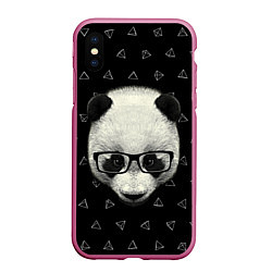 Чехол iPhone XS Max матовый Умная панда, цвет: 3D-малиновый