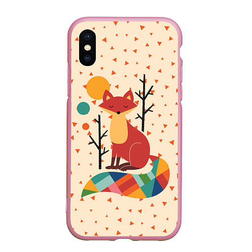 Чехол iPhone XS Max матовый Осенняя лисичка / 3D-Розовый – фото 1