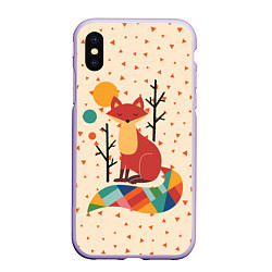 Чехол iPhone XS Max матовый Осенняя лисичка, цвет: 3D-светло-сиреневый