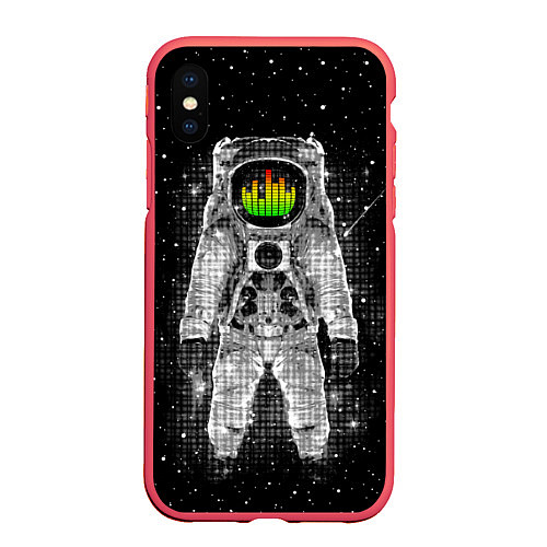 Чехол iPhone XS Max матовый Музыкальный космонавт / 3D-Красный – фото 1