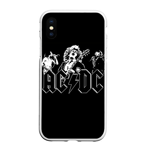Чехол iPhone XS Max матовый AC/DC: Mono / 3D-Белый – фото 1