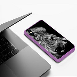 Чехол iPhone XS Max матовый Оскал льва, цвет: 3D-фиолетовый — фото 2