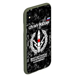 Чехол iPhone XS Max матовый Служу России: РВСН, цвет: 3D-темно-зеленый — фото 2
