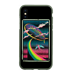 Чехол iPhone XS Max матовый Led Zeppelin: Colour Fly, цвет: 3D-темно-зеленый