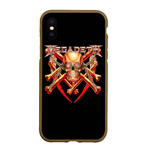 Чехол iPhone XS Max матовый Megadeth: Gold Skull / 3D-Коричневый – фото 1