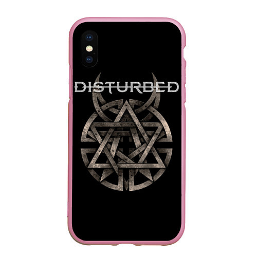 Чехол iPhone XS Max матовый Disturbed Logo / 3D-Розовый – фото 1