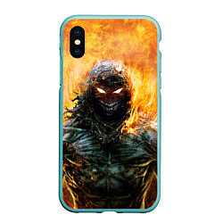 Чехол iPhone XS Max матовый Disturbed: Monster Flame, цвет: 3D-мятный