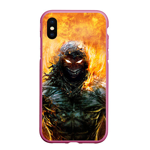Чехол iPhone XS Max матовый Disturbed: Monster Flame / 3D-Малиновый – фото 1