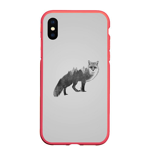 Чехол iPhone XS Max матовый Лесная лиса / 3D-Красный – фото 1