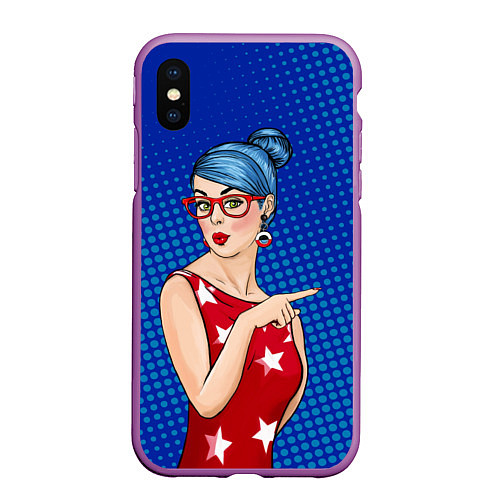 Чехол iPhone XS Max матовый Pop Art Girl / 3D-Фиолетовый – фото 1