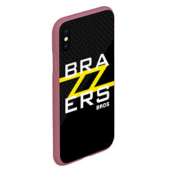 Чехол iPhone XS Max матовый Brazzers Bros, цвет: 3D-малиновый — фото 2