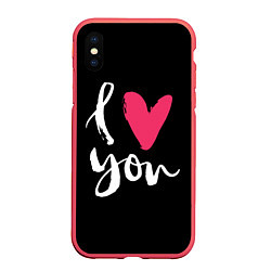 Чехол iPhone XS Max матовый Valentines Day, I Iove you, цвет: 3D-красный