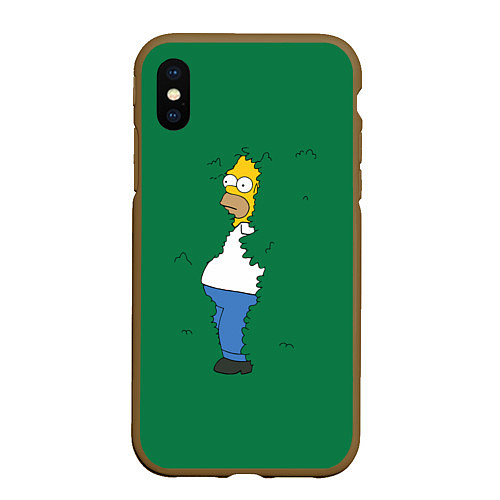 Чехол iPhone XS Max матовый Гомер в кустах / 3D-Коричневый – фото 1