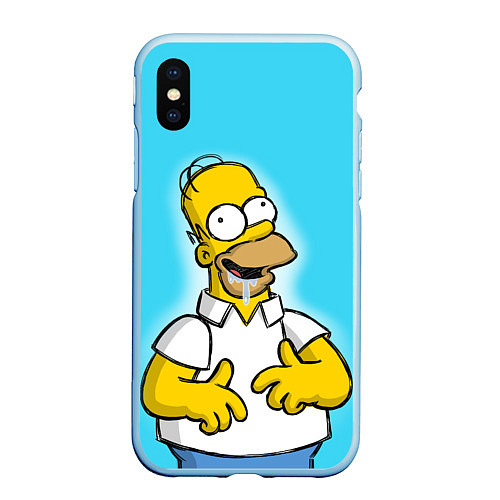 Чехол iPhone XS Max матовый Аппетит Гомера / 3D-Голубой – фото 1