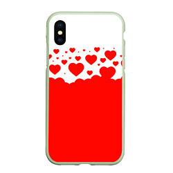 Чехол iPhone XS Max матовый Сердечки, цвет: 3D-салатовый