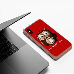 Чехол iPhone XS Max матовый Ночная сова, цвет: 3D-коричневый — фото 2