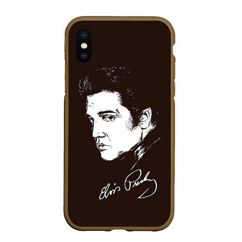 Чехол iPhone XS Max матовый Elvis Presley / 3D-Коричневый – фото 1