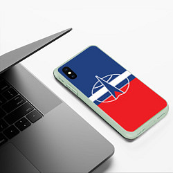 Чехол iPhone XS Max матовый Флаг космический войск РФ, цвет: 3D-салатовый — фото 2