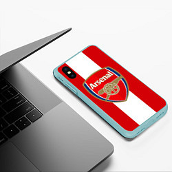 Чехол iPhone XS Max матовый Arsenal FC: Red line, цвет: 3D-мятный — фото 2