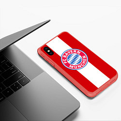 Чехол iPhone XS Max матовый Bayern FC: Red line, цвет: 3D-красный — фото 2