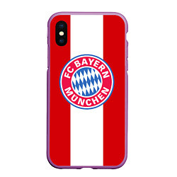 Чехол iPhone XS Max матовый Bayern FC: Red line, цвет: 3D-фиолетовый