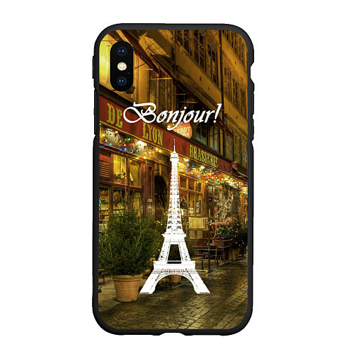 Чехол iPhone XS Max матовый Bonjour - Paris / 3D-Черный – фото 1