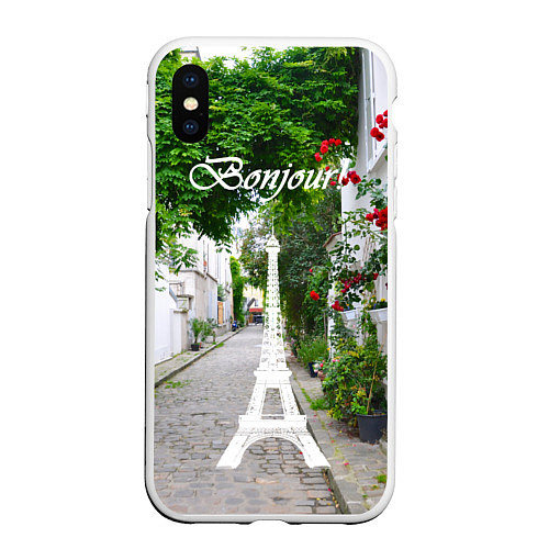 Чехол iPhone XS Max матовый Bonjour Paris / 3D-Белый – фото 1