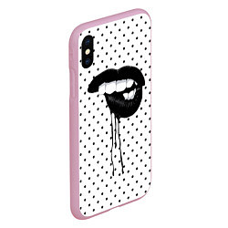 Чехол iPhone XS Max матовый Black Lips, цвет: 3D-розовый — фото 2