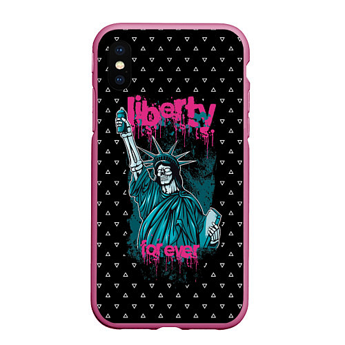 Чехол iPhone XS Max матовый Liberty Forever / 3D-Малиновый – фото 1