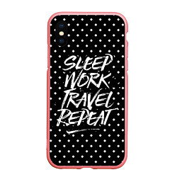 Чехол iPhone XS Max матовый Sleep Work Travel Repeat