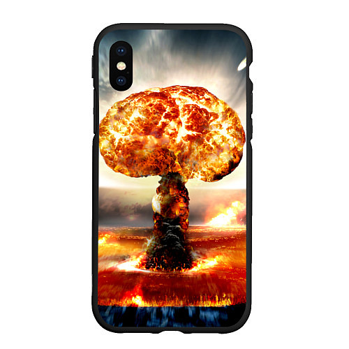 Чехол iPhone XS Max матовый Атомный взрыв / 3D-Черный – фото 1