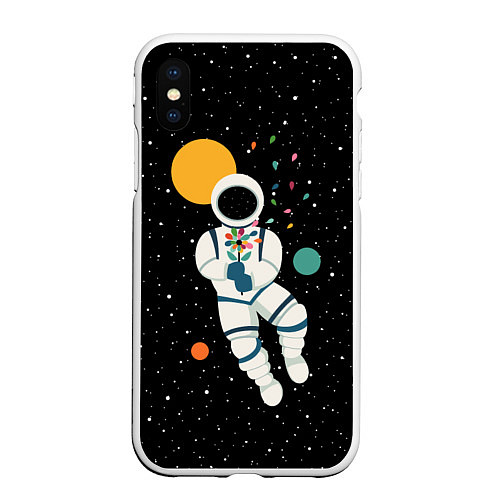 Чехол iPhone XS Max матовый Космический романтик / 3D-Белый – фото 1