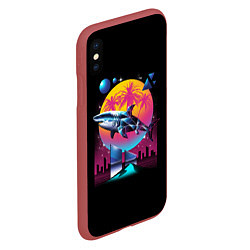 Чехол iPhone XS Max матовый Ретро акула, цвет: 3D-красный — фото 2