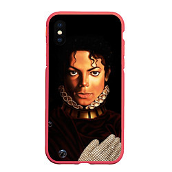 Чехол iPhone XS Max матовый Король Майкл Джексон, цвет: 3D-красный