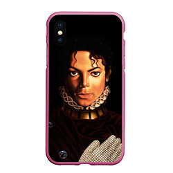 Чехол iPhone XS Max матовый Король Майкл Джексон, цвет: 3D-малиновый